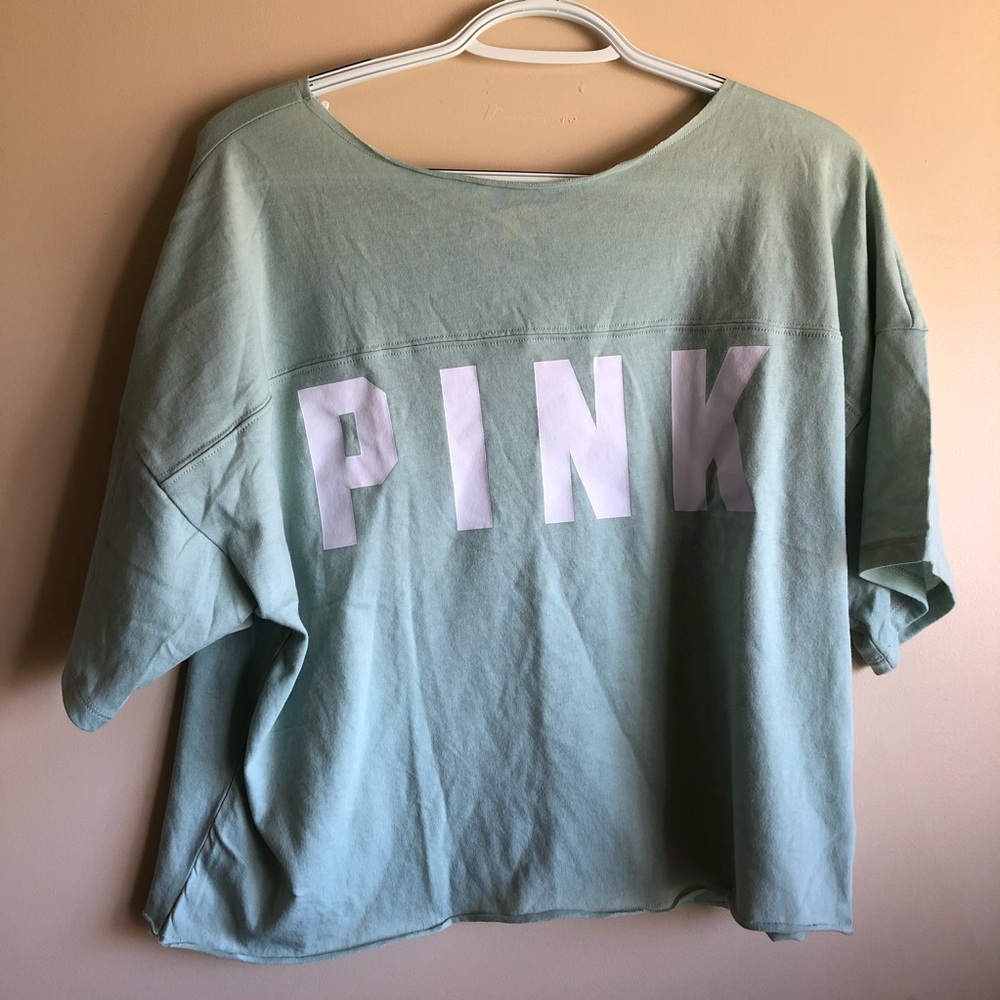 PINK Raw Cut Short Sleeve Tee